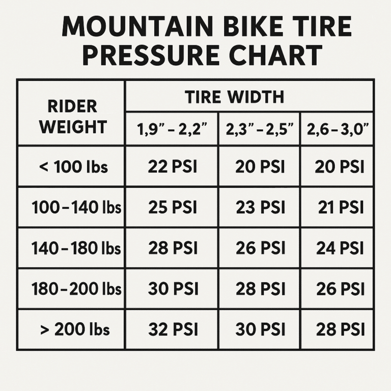 Mountain Bike Tire Pressure Chart: Find Your Perfect PSI in 2025