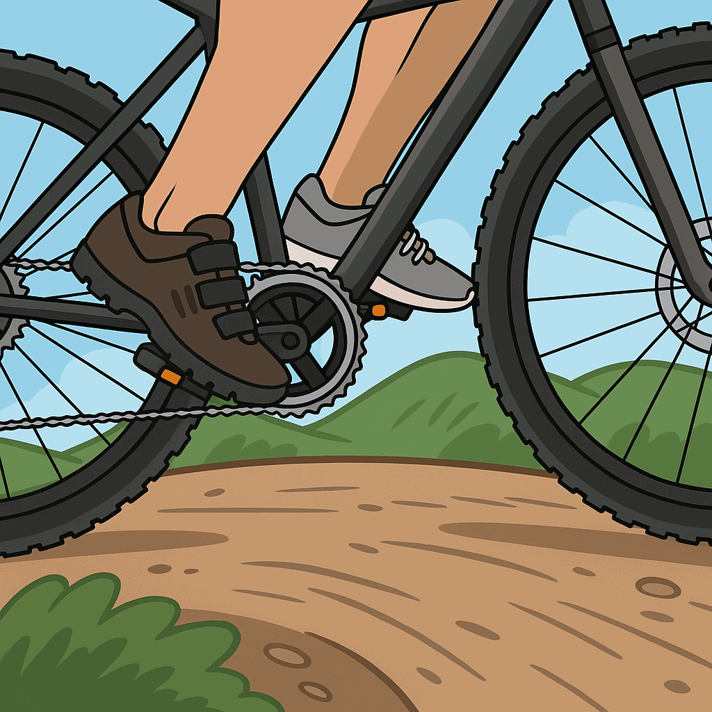 Bike riding on a mountain trail, cycling in nature, outdoor adventure, mountain biking activity, scenic landscape.