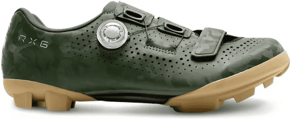 High-performance cycling shoe with adjustable fit and rugged sole for mountain biking.