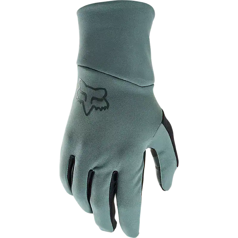 Flexible mountain biking glove with Fox logo, moisture-wicking and durable material.