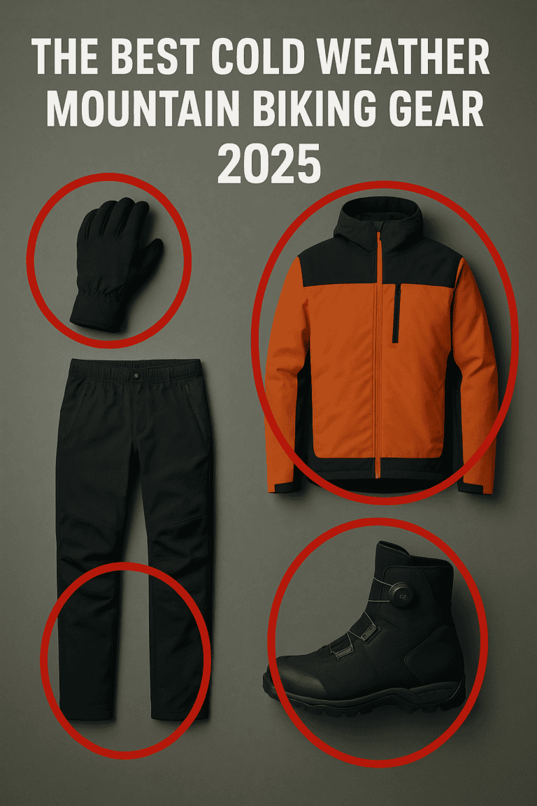 Warm winter mountain biking gear set for cold weather 2025.